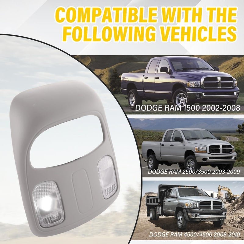 IFYKIM Overhead Console Dome Light LED Map Reading Light Lamp Assembly, Compatible with Dodge Ram 1500 2500 3500 4500 5500 Overhead Console 2002-2010 Replaces# 1DK78BD1AA 1DK78TL2AA 56049706AD/AF - Image 4